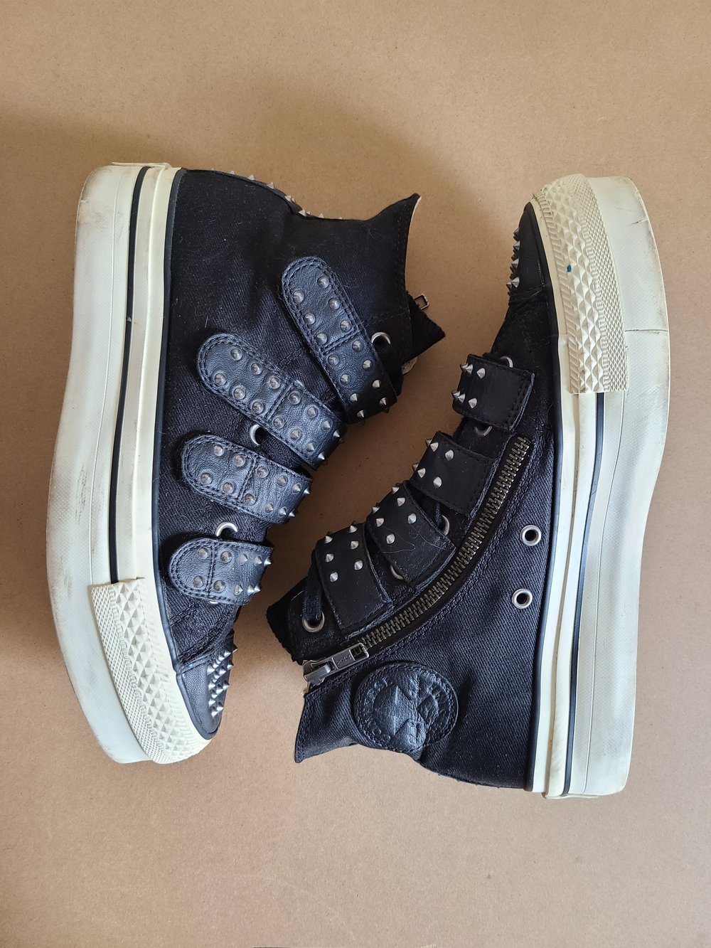 Black Studded High-Top Platform Converse - Picture 3 of 13